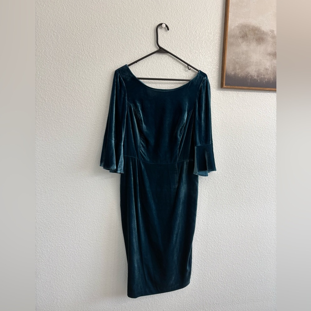 Boden 6R Teal Long Sleeve Velvet Dress Cocktail